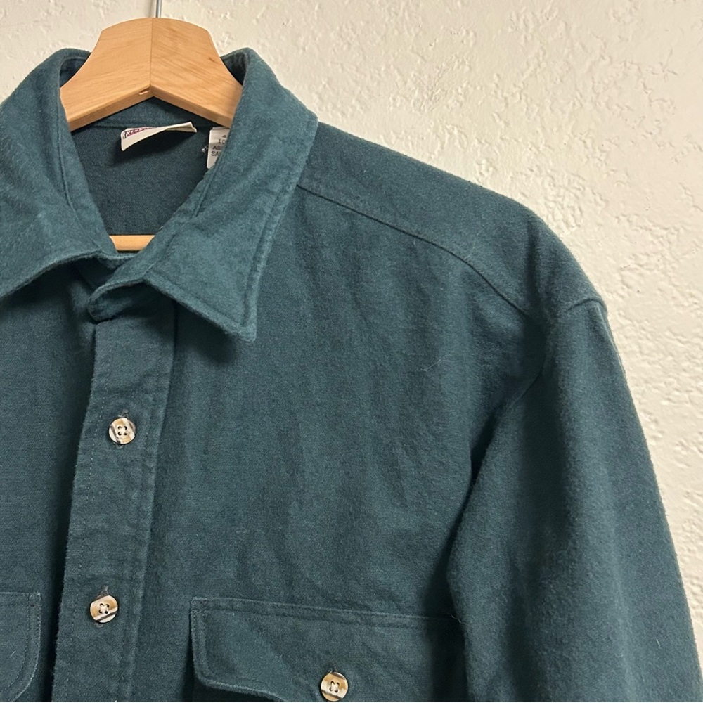 VTG Field and Stream Forest Green 100% Cotton Button Up Shirt Jacket Coat Size L - Picture 2 of 5